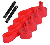 QitinDasen 4Pcs Premium PVC Bande de Jante de Pneu de Vélo, 27.5" Tapis de Protection de Tube Intérieur de Vélo Anti-Crevaison, Doublure de Pneu de Vélo, avec 2Pcs Levier à Pneu de Vélo (Rouge)