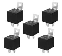 QitinDasen 5 Pièces 4 Broches Voiture Relais, 12V 40A SPST Relais Automobile avec Support de Montage en Métal, pour Voiture Camion Bateau (Noir)