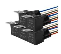 QitinDasen 5 Pièces 4 Broches Voiture Relais, 24V 40A SPST Relais Automobile avec Prise de Faisceau et 14/16 AWG Pré-Câblé, pour Voiture Camion Bateau (Noir)