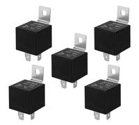 QitinDasen 5 Pièces 4 Broches Voiture Relais, 24V 40A SPST Relais Automobile avec Support de Montage en Métal, pour Voiture Camion Bateau (Noir)