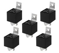 QitinDasen 5 Pièces 5 Broches Voiture Relais, 24V 40A SPDT Relais Automobile avec Support de Montage en Métal, pour Voiture Camion Bateau (Noir)