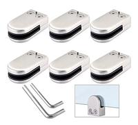 QitinDasen 6 Pièces 10～12 mm (L Taille) Pinces à Verre, Pince à Verre en Acier Inoxydable 304, Support de Serrage en Verre Réglable à Dos Plat, pour Main Courante Balustrade Escalier (Argent)