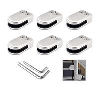 QitinDasen 6 Pièces 6～8 mm (S Taille) Pinces à Verre, Pince à Verre en Acier Inoxydable 304, Support de Serrage en Verre Réglable à Dos Plat, pour Main Courante Balustrade Escalier (Argent)