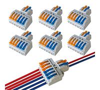 QitinDasen 6Pcs Premium KV426 Levier-Ecrou Fil Connecteur Set, 2 en 6 sorties Conducteur Compact Fil Connecteurs, Compact Connecteur Ressort Bornier