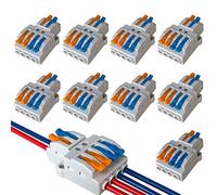 QitinDasen 9Pcs Premium KV424 Levier-Ecrou Fil Connecteur Set, 2 en 4 sorties Conducteur Compact Fil Connecteurs, Compact Connecteur Ressort Bornier