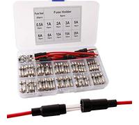 QitinDasen Lot de 150 fusibles professionnels en tube de verre de voiture 5 x 20 mm avec 20 porte-fusibles et 5 supports de type vis en ligne