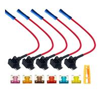 QitinDasen Lot de 5 fusibles de qualité supérieure 12 V/24 V ACN à profil bas et micro lame, robinet de fusible pour voiture, faisceau de fils et extracteur de fusible