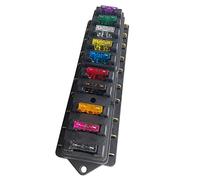QitinDasen Premium 10 voies Boîte à fusibles, boîte à fusibles à lame standard universelle, porte-fusible pour voiture, étanche, avec 10 pièces, fusible à lame standard gratuit (12 V/24 V)