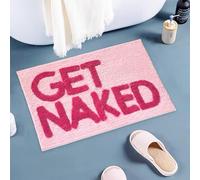 QITIXI:OU Get Naked Tapis de bain rose 40 x 60 cm - Multicolore - Antidérapant - Joli tapis de bain moelleux - Convient pour salle de bain, toilettes, chambre à coucher, hôtel