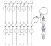 QITIXI:OU Lot de 16 barres porte-clés en métal vierge pour femmes et hommes, bricolage, fabrication de bijoux, pendentifs, loisirs créatifs, breloques, accessoires (argenté)