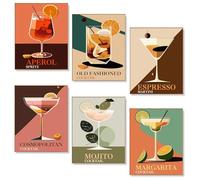 QITIXI:OU Lot de 6 peintures par numéros pour adultes, peinture par numéros café, bricolage, peinte à la main, 30 x 20 cm, pour adultes et débutants, avec pinceaux et peintures acryliques