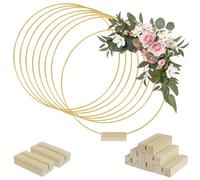 QITIXI:OU Lot de 8 anneaux en métal de 30 cm pour bricolage - Anneau décoratif doré avec pied - Anneau en métal - Anneaux en bois - Anneaux décoratifs pour couronne de mariage - Attrape-rêves DIY