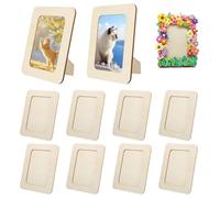 QITIXI:OU Lot de cadres photo en bois - 19 x 14 cm - Kit de bricolage - Couleur bois - Cadeaux - Décoration - Cadre photo pour enfants - À peindre - Pour enfants, décoration, mariage, anniversaire