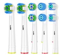 Qitizu Brossette Compatible avec Braun Oral-b, Têtes de Rechange pour Brosse à Dents Electrique Braun Oral-b, Inclure Precision, Floss, Cross, Sensitive (8 Blanc)