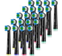 Qitizu Lot de 20 Brossette de Rechange Compatible avec Braun Brosse à Dents Electriques, Precision Têtes de Brosse à Dents pour Élimination de la Plaque Dentaire (20 Noir, 20 unité(Lot de 1))