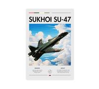 QITJSGD Impression sur toile Sukhoi Su-47 - Décoration murale pour salon, chambre à coucher - 30 x 45 cm