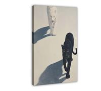 QITJSGD Poster sur toile Panthère noire et tigre blanc pour décoration de chambre à coucher, bureau, chambre, cadeau 60 x 90 cm