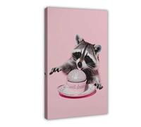 QITJSGD Poster sur toile représentant un cupcake raton laveur mignon pour décoration de chambre à coucher, bureau, chambre, cadeau, 60 x 90 cm