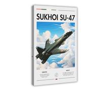 QITJSGD Sukhoi Su-47 Impression sur toile pour chambre à coucher, bureau, chambre, cadeau 20 x 30 cm