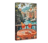 QITUBVAF Magnifique affiche sur toile Riviera italienne - Décoration murale pour salon, chambre à coucher - 30 x 45 cm