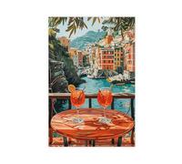 QITUBVAF Magnifique affiche sur toile Riviera italienne pour décoration de chambre à coucher, bureau, chambre, cadeau 20 x 30 cm