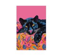QITUBVAF Maximalist Panthère noire sur toile pour décoration murale de salon, chambre à coucher 30 x 45 cm