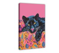 QITUBVAF Maximalist Panthère noire sur toile pour décoration murale de salon, chambre à coucher 30 x 45 cm