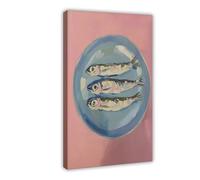QITUBVAF Poster sur toile à l'huile de sardine rose pour décoration de chambre à coucher, bureau, chambre, cadeau 50 x 75 cm