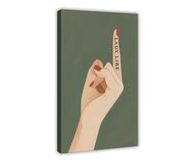 QITUBVAF Poster sur toile représentant le doigt d'honneur de la dame - Décoration de chambre à coucher, bureau, chambre - Cadeau - 20 x 30 cm