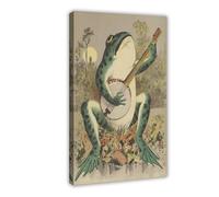 QITUBVAF Poster sur toile The Frog Who Plays The Piano - Décoration pour chambre à coucher, bureau, chambre - Cadeau - 60 x 90 cm
