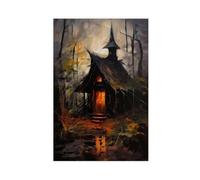 QITUBVAF The Witch's Cottage Poster sur toile pour chambre à coucher, bureau, chambre à coucher, cadeau 30 x 45 cm