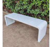 QIUCHIREMAI Banc de Jardin en 4 Places Banc Exterieur Jardin sans Dossier D'extérieur Toutes Saisons Soleil Ni La Pluie Pas D'assemblage Nécessaire White 70.9 * 15.7 * 33.46“