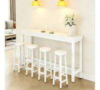 QIUCHIREMAI Table de Bar Haute 105 cm - Plateau Épais 2,5 cm Renforcé, Pieds en Acier Stable avec Barre Transversale - Multifonctionnelle pour Cuisine Mange Debout, Restaurant, Bureau, Pas De Chaise