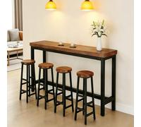 QIUCHIREMAI Table de Bar Haute 105 cm - Plateau Épais 2,5 cm Renforcé, Pieds en Acier Stable avec Barre Transversale - Multifonctionnelle pour Cuisine Mange Debout, Restaurant, Bureau, Pas De Chaise