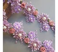 Qiuda 1 mètre Perle Fleur Perles Dentelle Bordure Ruban 5,5 cm Largeur Style Vintage Décoration de Mariée Vêtements Broderie