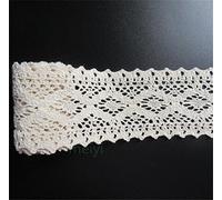 Qiuda Ruban en dentelle en coton avec bordure en dentelle de 7 cm de largeur Ivoire/crème/blanc, beige, 2-3/4"