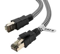 Qiuean Cat 8 Câble Ethernet,5M Nylon 40Gbps 2000MHz Câble Ethernet Haute Vitesse, Cordon de Brassage S/FTP Avec Connecteur Rj45 Nickelé Pour Ps5 / Ordinateur Portable/Routeur/Jeux/Modem