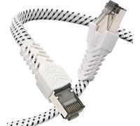 Qiuean Cat 8 Câble Ethernet,5M Plate Nylon 40Gbps 2000MHz Câble Ethernet Haute Vitesse, Cordon de Brassage S/FTP Avec Connecteur Rj45 Nickelé Pour Ps5 / Ordinateur Portable/Routeur/Jeux/Modem