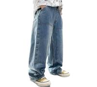 QIUhhpuy Baggy Jeans Pantalons Garçon avec Ceinture Élastique Jean Baggy Garcon Pantalons Cargo en Denim Enfants Large Décontracté Hip Hop Y2K Streetwear Saint Valentin Urbain Hip Hop Streetwear