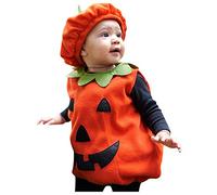 QIUhhpuy Costume Halloween Bébé Fille Garçon Citrouille DéGuisement Petite Costume Halloween Fille Deguisement Citrouille Enfant Ensemble 2 Pièces