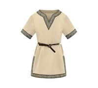 QIUhhpuy Costume Medieval Enfant Tunique MéDiéVale GarçOn Costume De Viking Ou Pirate Chemise Manches Courtes Simple Enfants GarçOns Et Filles Cosplay Halloween Renaissance Chevalier sans Ceinture