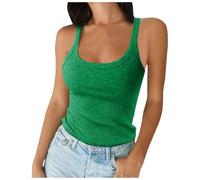 QIUhhpuy Debardeur Femme Coton CôTeléS Col Rond 2025 Spaghetti Top Femme Chic Et ÉLéGant Haut Sexy Debardeur Blanc Noir Gilet éLéGant Y2K Crop Tops sans Manches