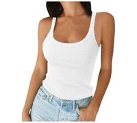 QIUhhpuy Debardeur Femme Coton CôTeléS Col Rond 2025 Spaghetti Top Femme Chic Et ÉLéGant Haut Sexy Debardeur Blanc Noir Gilet éLéGant Y2K Crop Tops sans Manches