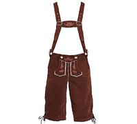 QIUhhpuy Oktoberfest Homme Lederhosen Costume Bavarois Homme, Lederhose,Tenue Bavaroise, Lederhosen Oktoberfest avec Broderies, Marron, MatièRe Flanelle