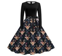 QIUhhpuy Robe NoëL Femme Chic Robe Moche Impression NoëL Grande Taille Robes Noel Femme Chic Et Elegante MèRe Cocktail Costume Sapin De Noel