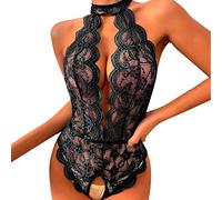QIUhhpuy Tenue Sexy Femme éRotique Hot Lingerie Sexy Femme Erotique Body Dentelle sous VêTements DéColleté en V Dos Nu Teddy Babydoll Ouverte Erotique Nuisette One-Piece Ensemble Lingerie Hot