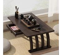 QIUHTR Table Basse de Salon Japonaise, Japonaise Rétro Table Tatami, Table Tatami de Style Rectangulaire ou Mobilier D'appoint, pour Salon de thé, extérieur, Balcon, Salon(Walnut,70 * 37 * 31cm)