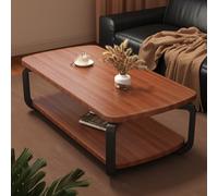 QIUHTR Table Basse Rectangulaire en Bois Style Fermette, Table Basse Rustique Moderne avec Rangement, Base Solide pour Salon, Chambre, Bureau(120 * 60 * 42cm)