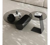 QIUHTR Table Basse Ronde Style Industriel Base Géométrique,Simple Table De Salon,Design Unique,Facile à Nettoyer,pour Salon et Bureau,Facile à Assembler