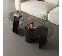 QIUHTR Table Basse Verre Transparent,Table Basse Ronde pour Meubles de Salon,Design Unique,Économisez de l'espace,Meubles pour Sofa Hôtel Appartement(Gray,90 * 90 * 35cm)